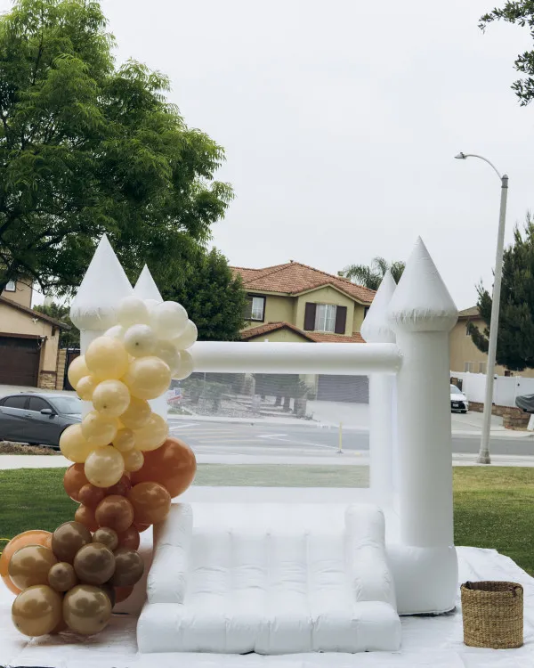 Modern white bounce house rental