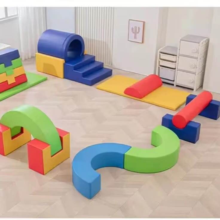 Colorful soft play foam equipment set in a playroom — sensory play for toddlers